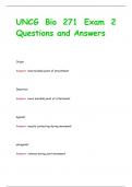 UNCG Bio 271 Exam 2 Questions and Answers