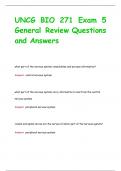 UNCG BIO 271 Exam 5 General Review Questions  and Answers