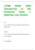 UTMB NURS 3290  Introduction to the  Profession Exam 1 Questions and Answers