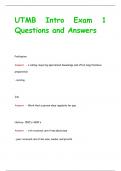 UTMB Intro Exam 1 Questions and Answers