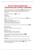 BIO 161 FINAL EXAM STUDY QUESTIONS AND CORRECT ANSWERS