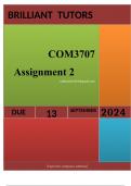 COM3707 Assignment 2 Unlock your path to success with the meticulously crafted solution forCOM3707 Assignment 2  2024. This comprehensive guide not only provides accurate answers to the questions but also presents well-structured explanations that showcas