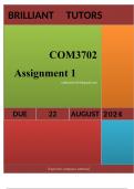 COM3702 Assignment 1Unlock your path to success with the meticulously crafted solution for   COM3702 Assignment 12024. This comprehensive guide not only provides accurate answers to the questions but also presents well-structured explanations that showcas