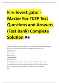 Fire Investigator - Master For TCFP Test Questions and Answers (Test Bank) Complete Solution A+