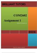 COM2602 Assignment 1 2024Unlock your path to success with the meticulously crafted solution for  COM2602 Assignment 1 2024. This comprehensive guide not only provides accurate answers to the questions but also presents well-structured explanations that sh