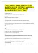 VADETS FINAL EXAM PRACTICE. 485 QUESTIONS AND CORRECT ANSWERS. UPDATED 2024. ACTUAL EXAM QUESTIONS INCLUDED. 100%.