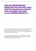 2024 PN COMPREHENSIVE PREDICTOR 2023 with NGN, Comp, VATI PN Comprehensive Predictor (175), Greenlight exam WITH correct ANSWERS GRADED A+