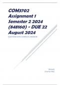 COM3702 Assignment 1 Semester 2 2024 (848160) - DUE 22 August 2024