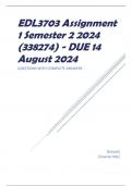 EDL3703 Assignment 1 Semester 2 2024 (338274) - DUE 14 August 2024