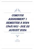 COM3702 Assignment 1 Semester 2 2024 (848160) - DUE 22 August 2024