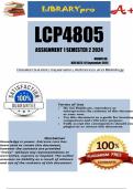 LCP4805 Assignment 1 (COMPLETE ANSWERS) Semester 2 2024 - DUE 10 September 2024