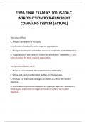 FEMA FINAL EXAM ICS 100: IS-100.C: INTRODUCTION TO THE INCIDENT COMMAND SYSTEM (ACTUAL) 