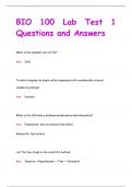 BIO 100 Lab Test 1 Questions and Answers