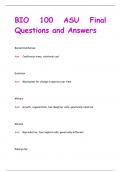 BIO 100 ASU Final Questions and Answers