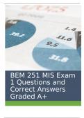 BEM 251 MIS Exam 1 Questions and Correct Answers Graded A+