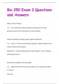 Bio 250 Exam 2 Questions  and Answers