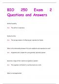 BIO 250 Exam 2 Questions and Answers