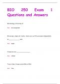 BIO 250 Exam 1 Questions and Answers