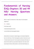 Fundamentals of Nursing EAQ Chapters 30 and 44 NIU Nursing Questions  and Answers