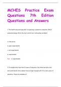 MCHES Practice Exam  Questions 7th Edition Questions and Answers