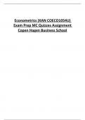 Econometrics (KAN COECO1054U)  Exam Prep MC Quizzes Assignment Copen Hagen Business School