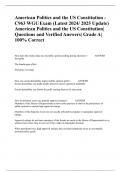 American Politics and the US Constitution - C963 WGU Exam (Latest 2024/ 2025 Update) American Politics and the US Constitution| Questions and Verified Answers| Grade A| 100% Correct