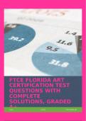 FTCE FLORIDA ART CERTIFICATION TEST QUESTIONS WITH COMPLETE SOLUTIONS, GRADED A+