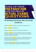 AP Psychology Exam Review 2024/ 552 Qs with Certified Ans.