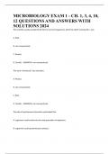 MICROBIOLOGY EXAM 1 - CH. 1, 3, 4, 10, 12 QUESTIONS AND ANSWERS WITH SOLUTIONS 2024