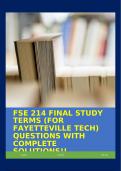 FSE 214 FINAL STUDY TERMS (FOR FAYETTEVILLE TECH) QUESTIONS WITH COMPLETE SOLUTIONS!!