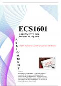 Ecs1601 Assignment 2 2024 (COMPLETE ANSWERS)Due date 30 july 2024 distinctin guaranteed