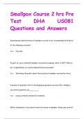 Smallpox Course 2 hrs Pre  Test DHA US081 Questions and Answers