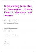 Understanding Patho Quiz  2 Neurological System Exam 1 Questions and  Answers