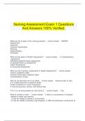  Nursing Assessment Exam 1 Questions And Answers 100% Verified.