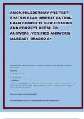 AMCA PHLEBOTOMY PRE-TEST  SYSTEM EXAM NEWEST ACTUAL  EXAM COMPLETE 60 QUESTIONS  AND CORRECT DETAILED  ANSWERS (VERIFIED ANSWERS)  |ALREADY GRADED A+