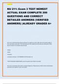 NU 211: Exam 3 TEST NEWEST  ACTUAL EXAM COMPLETE 200  QUESTIONS AND CORRECT  DETAILED ANSWERS (VERIFIED  ANSWERS) |ALREADY GRADED A+ The nurse is administering a blood transfusion to a patient in shock. After 30 min the patient spikes a  fever and reports