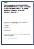 Pharmacology Proctor Retake ACTUAL  EXAM NEWEST ACTUAL EXAM COMPLETE  QUESTIONS AND CORRECT DETAILED  ANSWERS (VERIFIED ANSWERS)  |ALREADY GRADED A+ Treatment for TB - ANSWER-Treatment of these four  antibiotics can completely cure the disease: 1. ISONIAZ