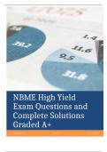 NBME High Yield Exam Questions with Complete Solutions Graded A+