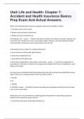 Utah Life and Health- Chapter 7: Accident and Health Insurance Basics Prep Exam And Actual Answers.