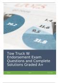 Tow Truck W Endorsement Exam Questions and Complete Solutions Graded A+