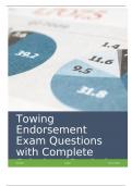 Towing Endorsement Exam Questions and Complete Solutions Graded A+