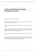 California DPR Pesticide Safety Information Series A Exam Questions and Answers