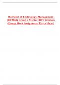 Bachelor of Technology Management  (BTMM) Group 9 MUIZ HOT Chicken  (Group Work Assignment Cover Sheet)