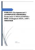 FOR2601 Assignment 1 (COMPLETE ANSWERS) Semester 2 2024 (234942) - DUE 10 August 2024 Course Forensic Methods and Techniques II (FOR2601) Institution University Of South Africa (Unisa) Book Forensic Analytics