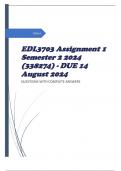 EDL3703 Assignment 1 Semester 2 2024 (338274) - DUE 14 August 2024