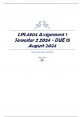 LPL4804 Assignment 1 Semester 2 2024 - DUE 15 August 2024