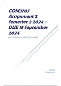 COM3707 Assignment 2 Semester 2 2024 - DUE 13 September 2024