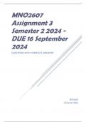  MNO2607 Assignment 3 Semester 2 2024 - DUE 16 September 2024