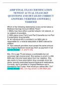 AHIP FINAL EXAM CERTIFICATION NEWEST ACTUAL EXAM  QUESTIONS AND DETAILED CORRECT ANSWERS (VERIFIED ANSWERS) | VERIFIED