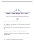 HVAC-R FINAL EXAM QUESTIONS|VERIFIED WITH ACCURATE ANSWERS